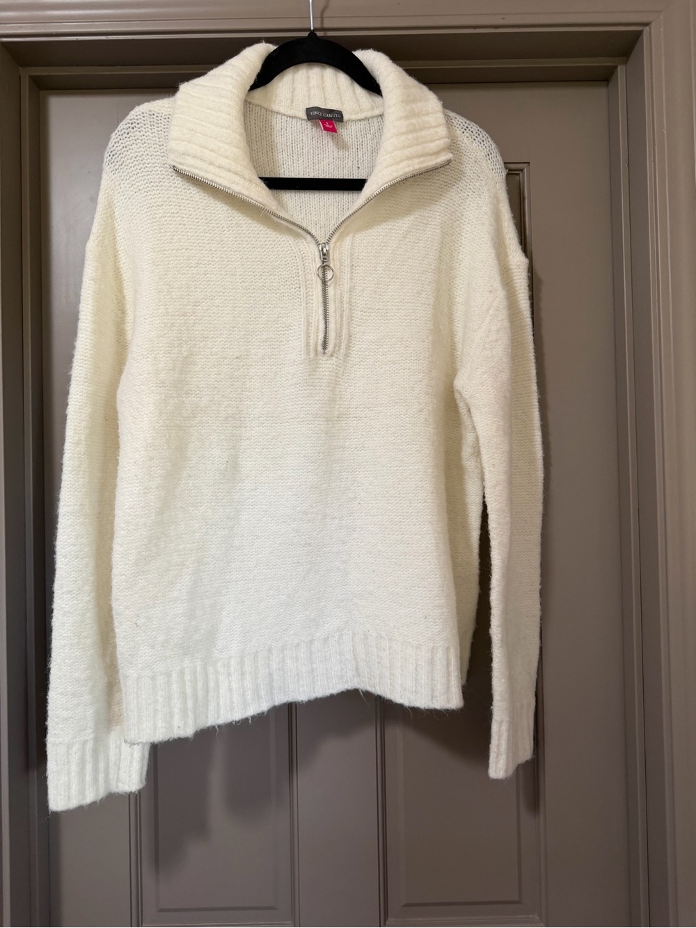 Vince Camuto Cream Half-Zip V-Neck Sweater Size S
